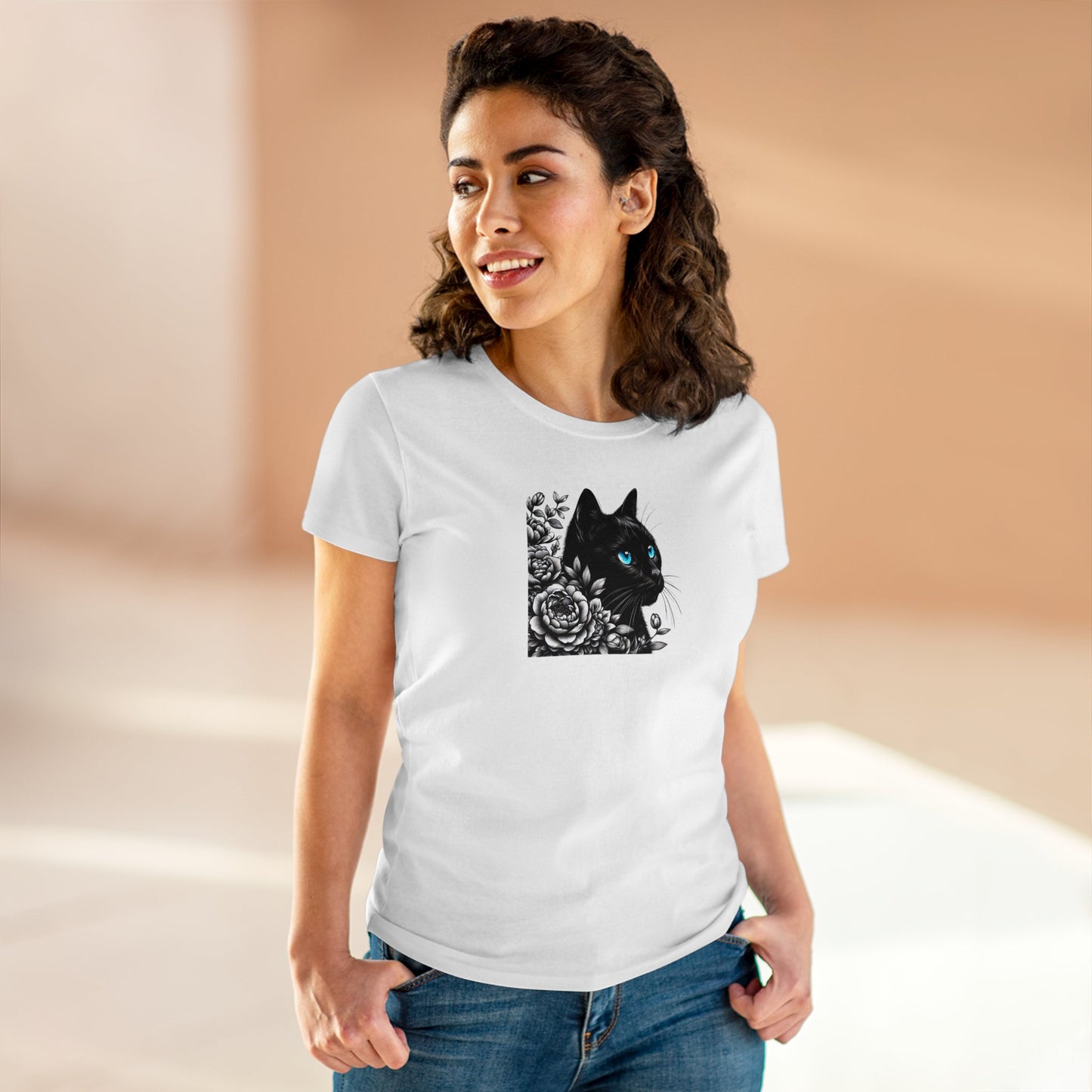 Damen Baumwoll T-Shirt "Katze"