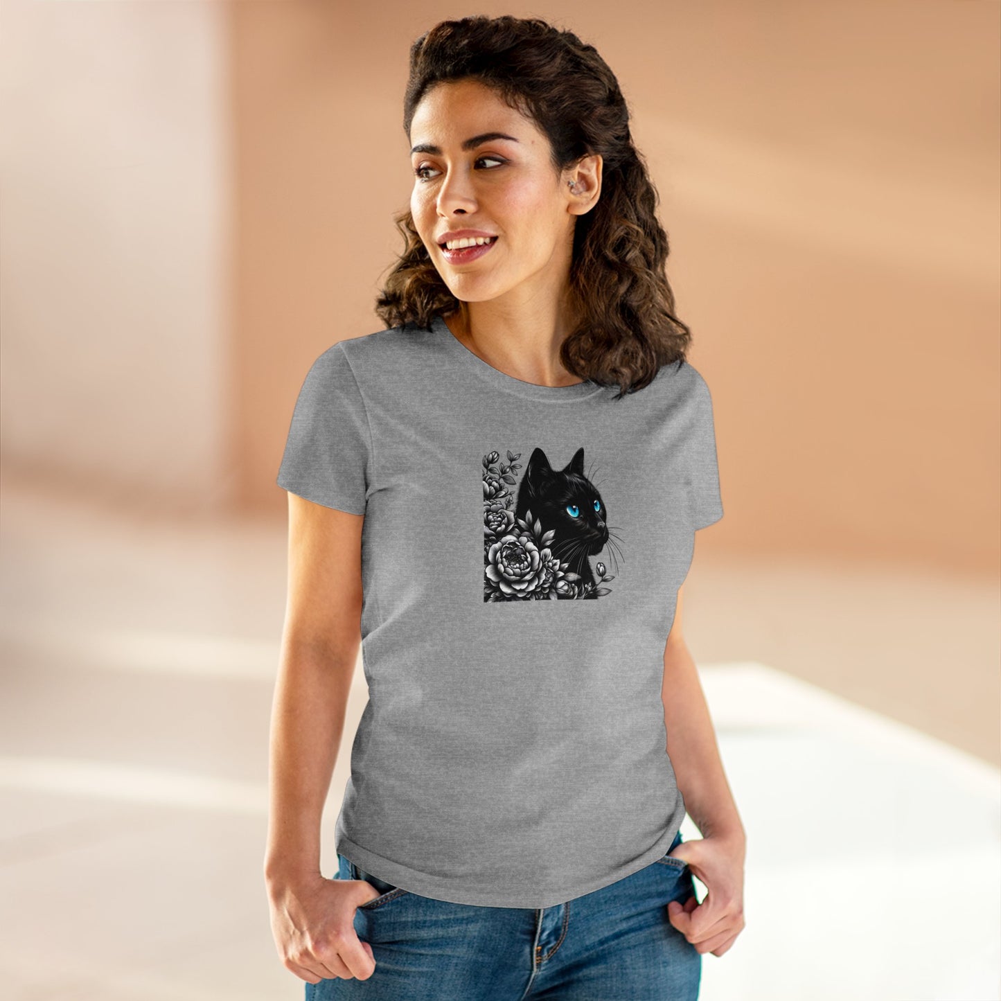 Damen Baumwoll T-Shirt "Katze"