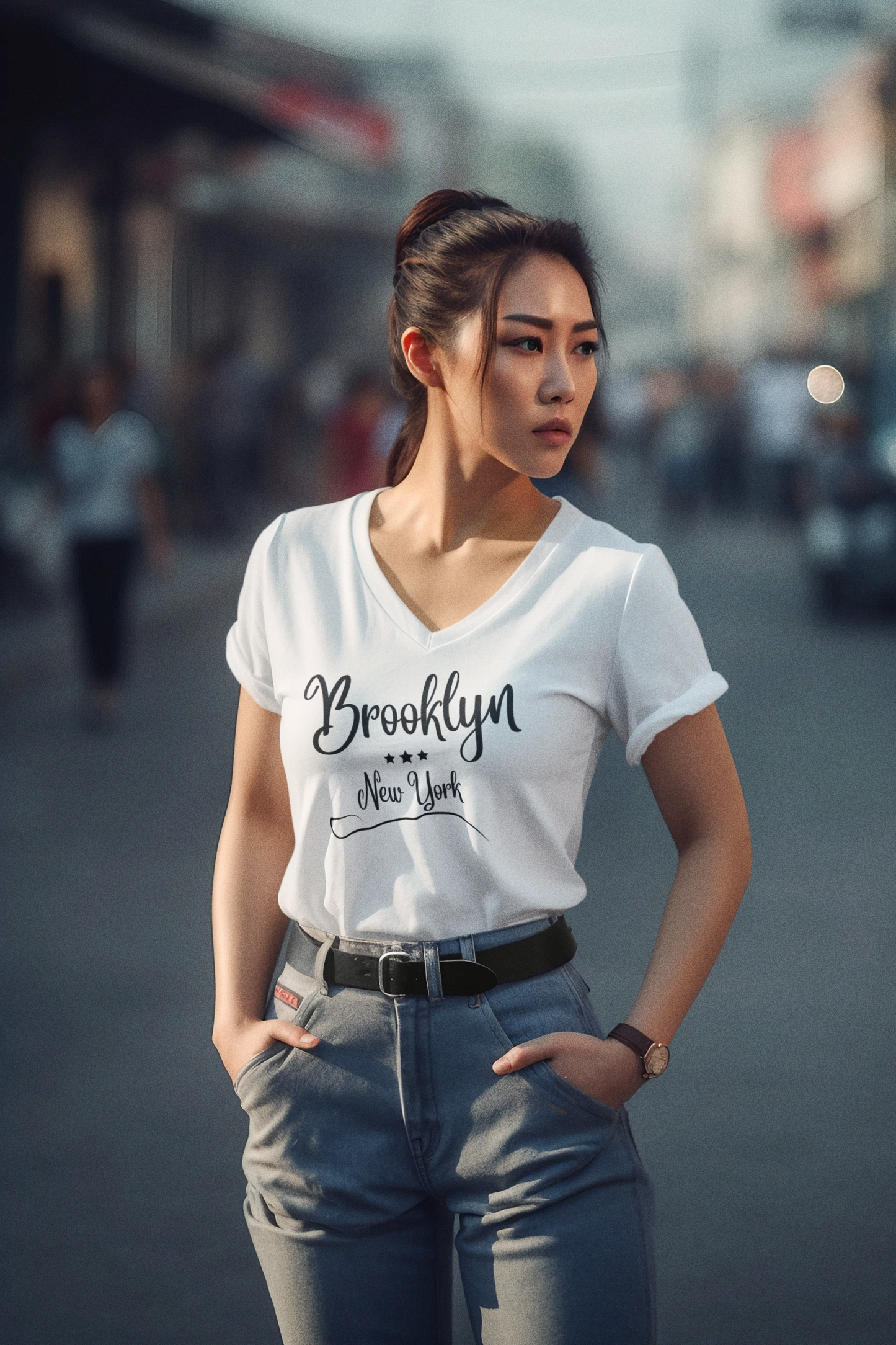 Damen Bio-Baumwoll V-Neck Tshirt "Brooklyn"