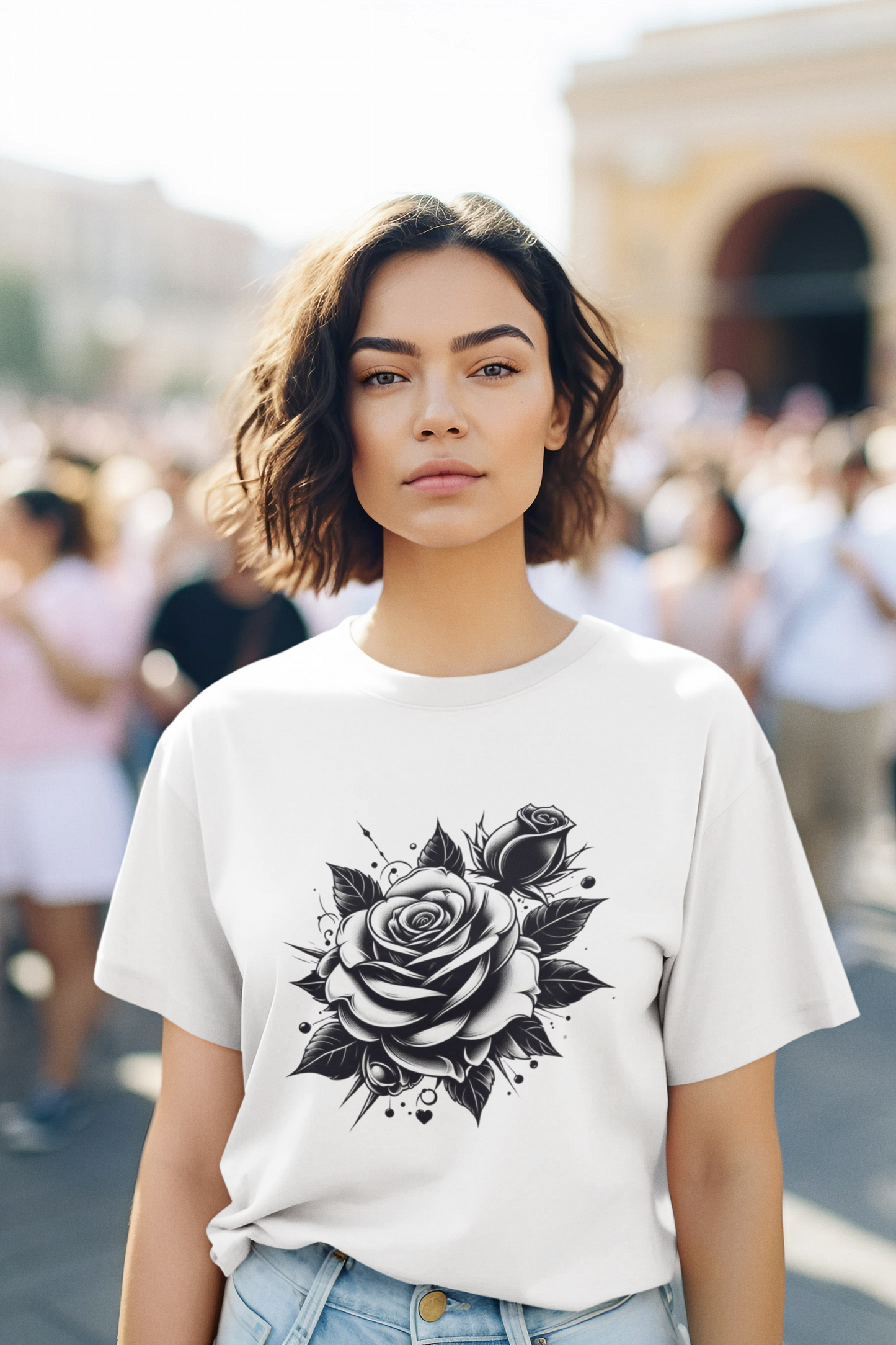 Damen Bio-Baumwoll T-Shirt "Rose" weiss