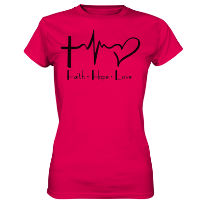 Damen Bio-Baumwoll T-Shirt "FaithHopeLove" - Ladies Premium Shirt