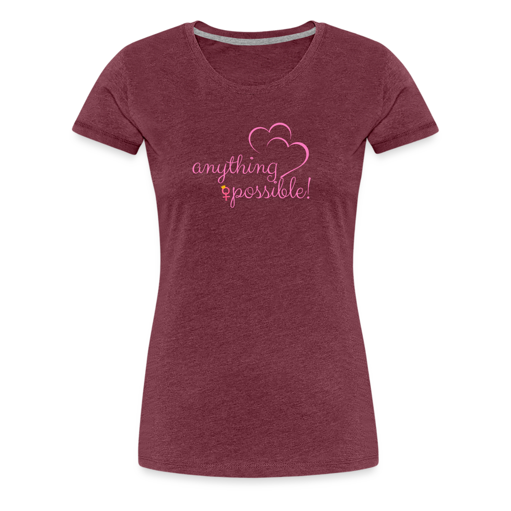 Frauen T-Shirt Anything Possible - Bordeauxrot meliert