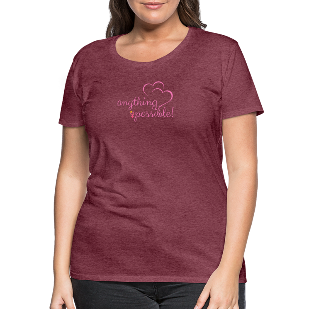 Frauen T-Shirt Anything Possible - Bordeauxrot meliert