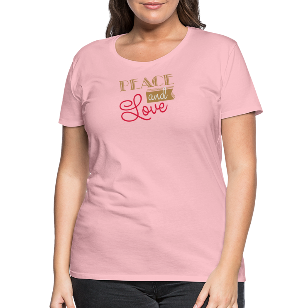 Frauen Premium T-Shirt Peace & Love - Hellrosa