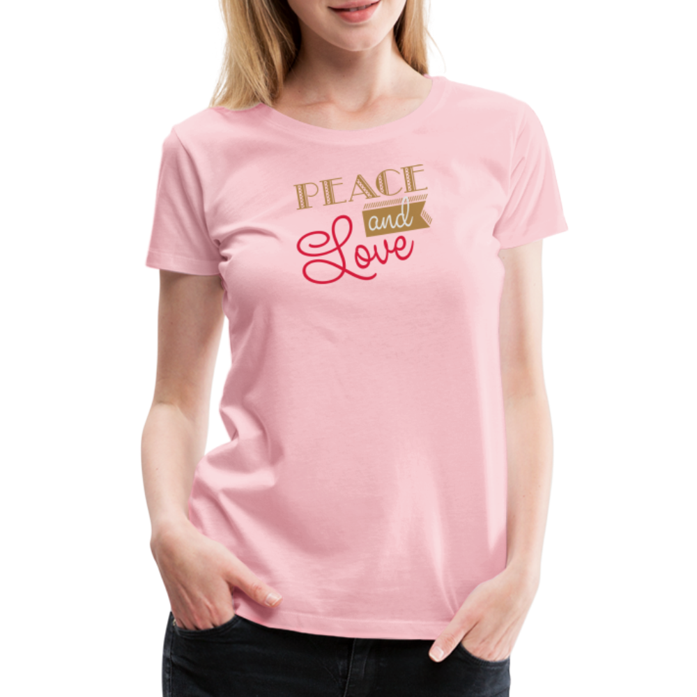 Frauen Premium T-Shirt Peace & Love - Hellrosa