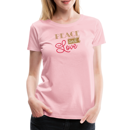 Frauen Premium T-Shirt Peace & Love - Hellrosa