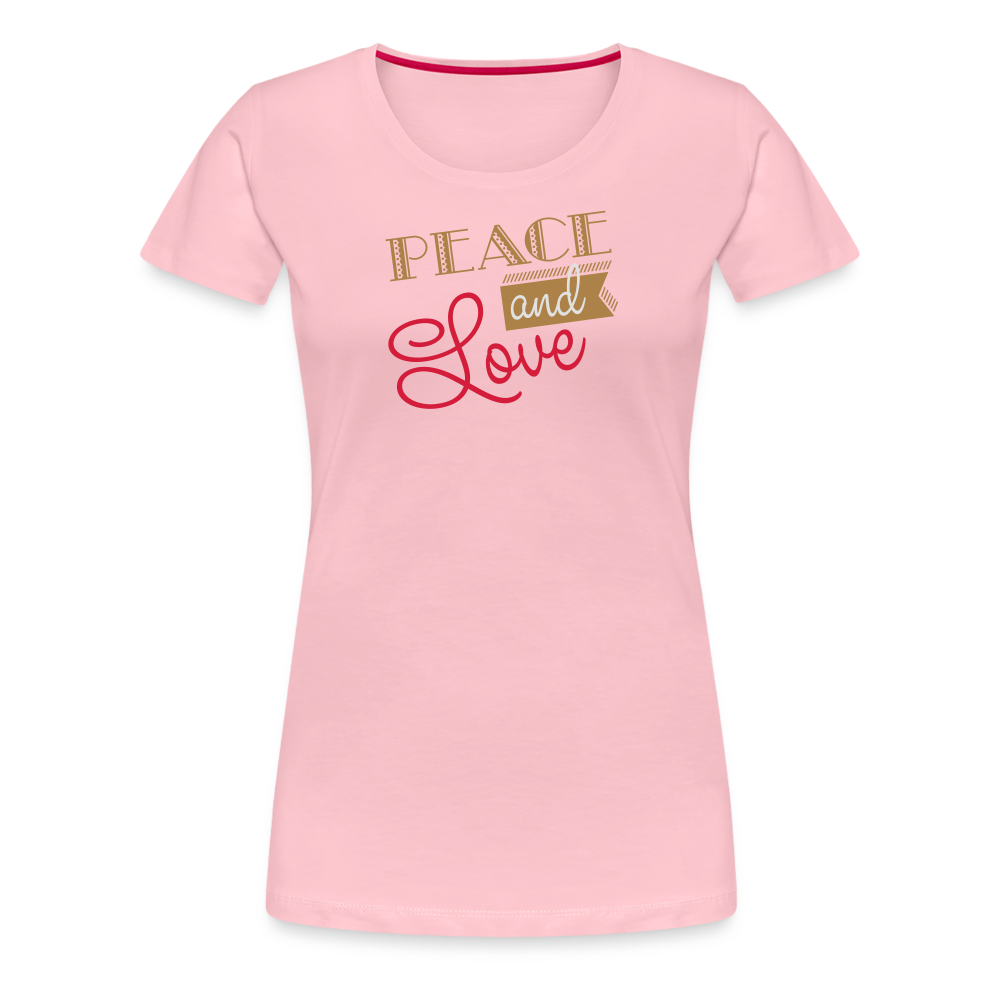 Frauen Premium T-Shirt Peace & Love - Hellrosa