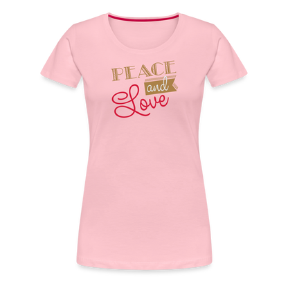 Frauen Premium T-Shirt Peace & Love - Hellrosa